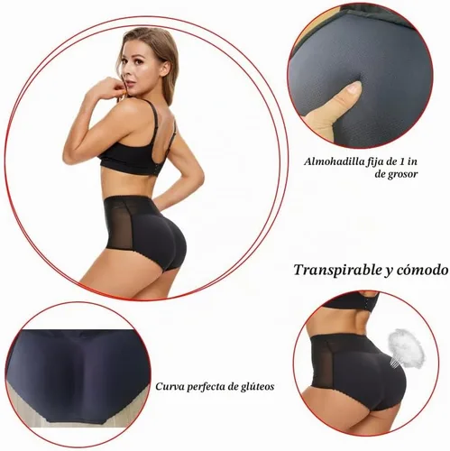 Vista 3 de NINGMI Bragas de control acolchadas con levantamiento de glúteos para mujer, ropa interior para mejorar la cadera 1-negro9306