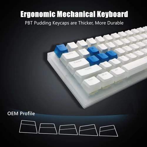 Vista 5 de XVX Womier K61 Teclado mecánico con cable 60% PRO, teclado retroiluminado dual RGB intercambiable en caliente, teclado Gateron Switch compacto de 61