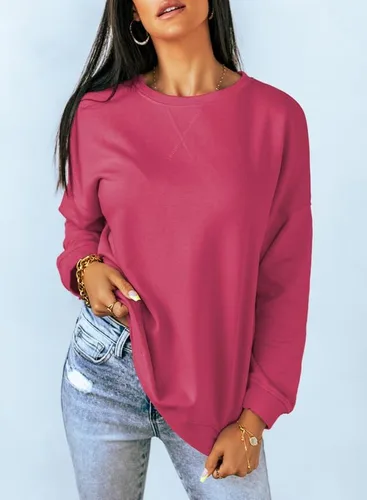 Vista 2 de Dokotoo Sudadera casual con cuello redondo para mujer, holgada, suave, de manga larga