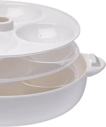 Vista 3 de Milton Microondas Idli Maker y vaporera, hace 12 idlis, blanco
