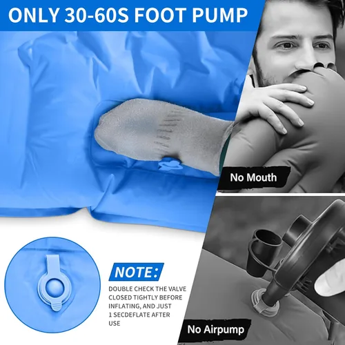 Vista 5 de SEVNPRIME Colchoneta de dormir para acampar de 78 x 29 x 5 pulgadas, colchón de aire compacto e impermeable mejorado, bomba de pie incorporada