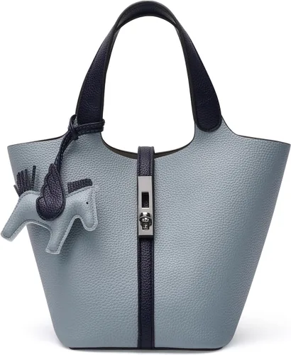Vista 10 de Bolso de mano para mujer, de piel vegana, bolso de mano con asa superior, bolso de hombro con bolso pequeño desmontable
