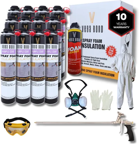 Vista 16 de Purplecoat Sistema de espuma de celda cerrada (1 paquete + limpiador) Self Expanding Insulation, R-5.66 Thermal Value, 29 Oz Cans, 20 Board Feet