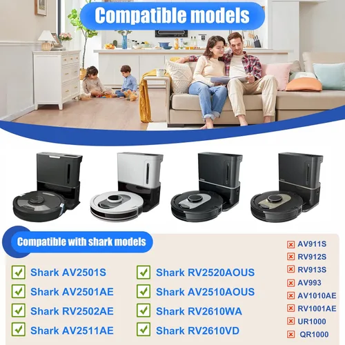 Vista 2 de Kit de piezas de repuesto para Shark AI AV2501S/AV2511AE/AV2501AE/RV2502AE/RV2610WA/AV2510/RV2520 Robot Aspirador incluido, filtros, filtros
