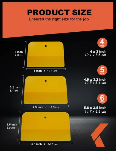 Vista 2 de KREFINISH Esparcidores de Relleno Corporal (3 Tamaños, 15 Piezas) - Esparcidor Plástico Reutilizable Amarillo para Rellenos Automotrices, Masillas