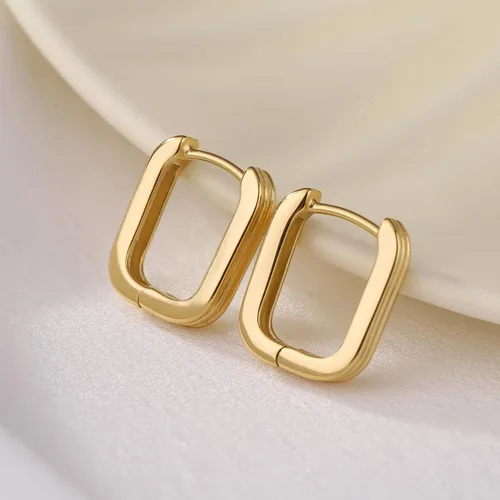 Vista 4 de ToHeart Aretes de aro de oro de 14 quilates, aretes de aro de oro, Plata Cobre, No es una piedra preciosa