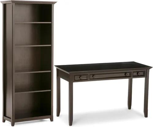 Vista 16 de SIMPLIHOME Amherst - Juego de 2 piezas para oficina en casa, escritorio de madera maciza de 54 pulgadas Distressed Grey