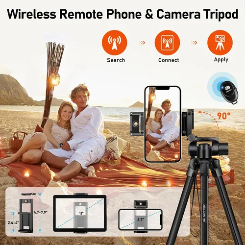 Vista 2 de JOILCAN Trípode de cámara, trípode para tablet de 68" para teléfonos y cámaras, trípodes de viaje compatibles con iPad iPhone DSLR SLR Proyector
