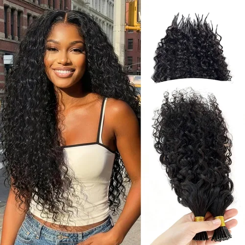 Vista 11 de Extensiones de Cabello Micro Link Negro Extensiones de Cabello Micro Loop Cabello Humano Real Paquetes Sin Trama Fusión Fría 50s 50g #1 Negro M#Jet