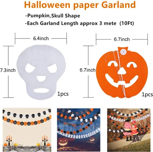 Vista 3 de Decoraciones de fiesta de Halloween, pancarta de calabaza naranja con purpurina negra todo en uno para fiesta temática de Halloween, kit