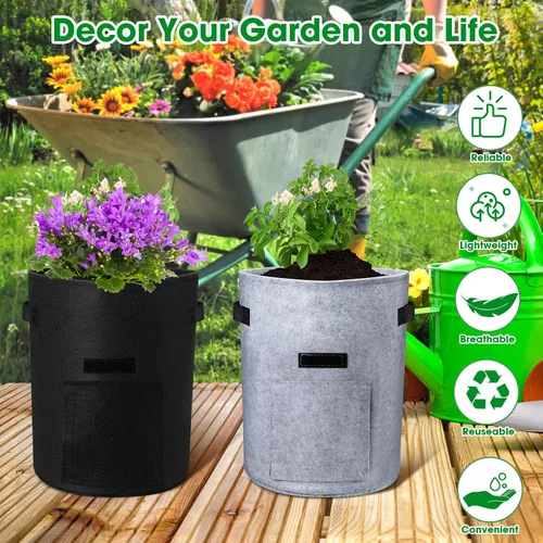 Vista 7 de Paquete de 16 bolsas de cultivo de patatas para jardín, bolsas de cultivo de patatas de jardín con solapa, bolsas de cultivo de verduras