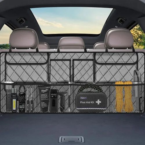 Vista 8 de Organizador de maletero Femuar, organizador de cajuela de gran capacidad (106,7*45,7 cm), bolsa de almacenamiento plegable para el coche con 8
