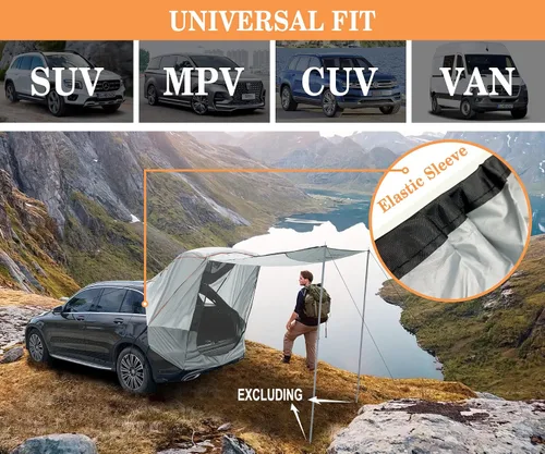 Vista 5 de Hasika Toldo para tienda de campaña, toldo para camping, viajes por carretera, parque, impermeable, 118.110 in, UPF 50+, color gris (grande)
