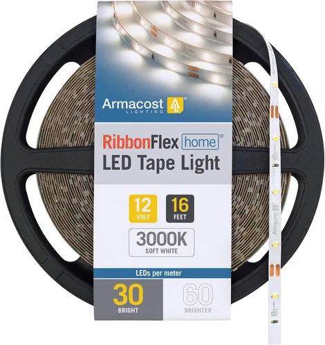 Vista 8 de Armacost Lighting RibbonFlex Home 131232 - Tira de luz LED blanca de 12 V, 30 LED/m 2700K, 16 pies (16.4 ft)