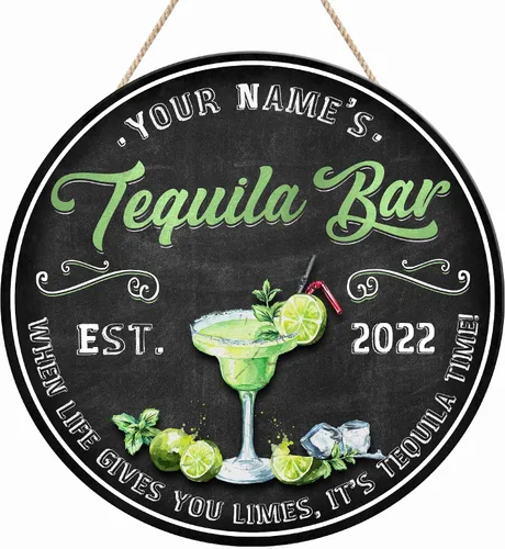 Vista 12 de Placa de pared de madera de bar de tequila mexicano personalizado, letrero de bar de México, letrero rústico para pub para el hogar, decoración
