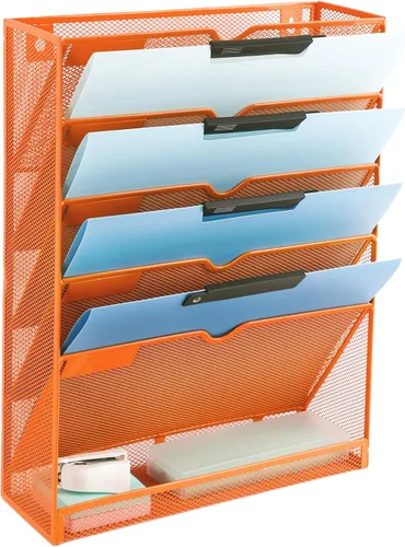 Vista 39 de EASEPRES Organizador de archivos de malla de 3 bolsillos para colgar en la pared, carpeta de papel para correo montada en la pared, organizador