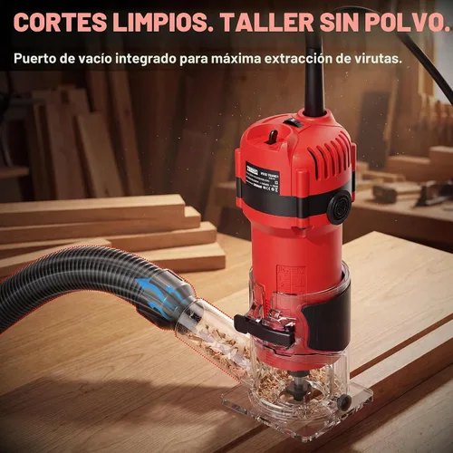 Vista 3 de TEENO Herramienta de enrutador, 1.25 HP 6.5 Amp Herramienta compacta de Rojo
