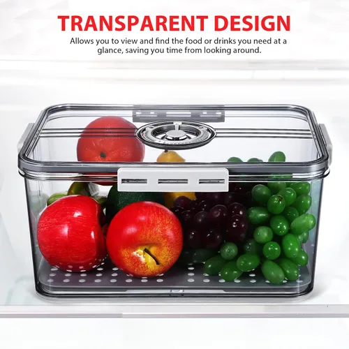 Vista 5 de Hemoton Contenedor de alimentos frescos con temporizador, caja de almacenamiento de alimentos transparente para frutas y panes, organizador de gran