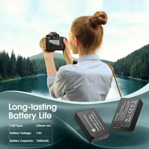 Vista 3 de FirstPower Paquete de 2 baterías LP-E12 compatibles con Canon EOS M50, EOS M50 Mark II, EOS M, EOS M2, EOS M10, EOS M100, EOS M200, SX70 HS, cámaras