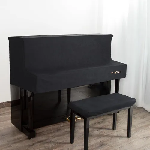 Vista 6 de Protege tu piano con el paño de cubierta vertical mooson para piano, cubierta antipolvo para teclado de piano todo incluido (en blanco)