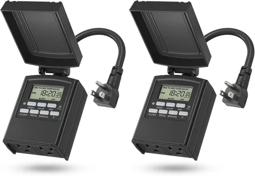 Vista 14 de BN-LINK Temporizador de luz mecánico para exteriores de 24 horas, impermeable, resistente, 15 A 1/2 HP, 1 toma de temporizador con conexión a tierra