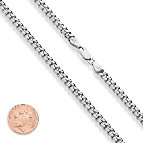 Vista 2 de Miabella Collar de cadena de eslabones cubanos de plata de ley 925 pesada italiana de 0.138 in, 0.197 in, 0.276 in para hombre, fabricado en Italia