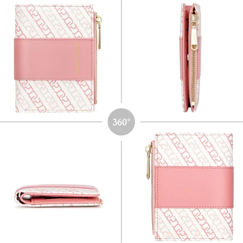 Vista 6 de VOCUS Cartera pequeña para mujer, plegable, con tarjetero impreso, bolsa de cambio con ventana de identificación y bolsillo para monedas