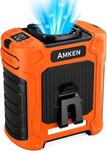Vista 9 de AMKEN Ventilador de cintura, ventilador recargable de clip de cinturón de 10000 mAh, tiempo de funcionamiento de 24 horas, flujo de aire fuerte