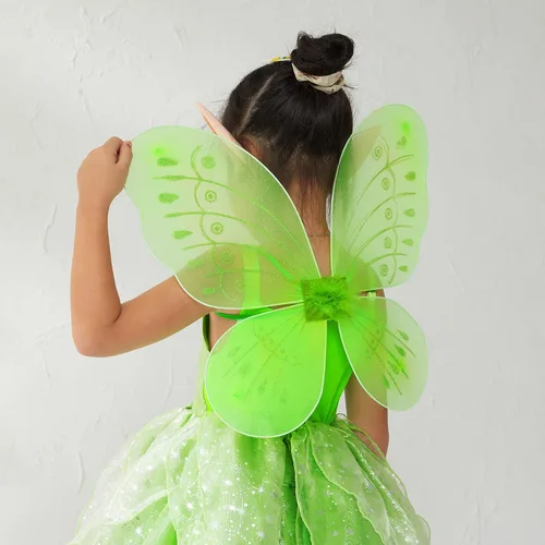 Vista 3 de Disfraz de princesa de hadas con alas de mariposa para niñas pequeñas, disfraz de cumpleaños, disfraz de Halloween