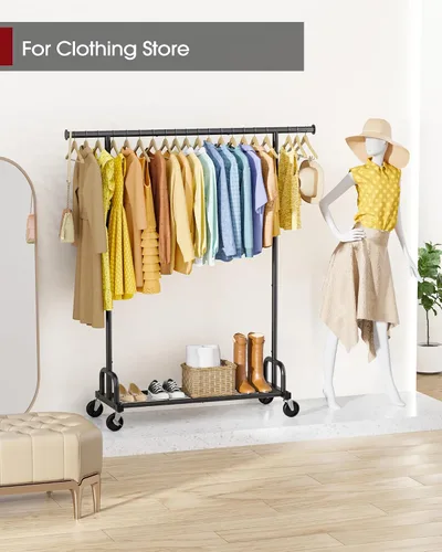 Vista 9 de Sakugi Perchero de Ropa - Percheros de Ropa de Gran Capacidad para Colgar Ropa con Ruedas con Cerradura, Perchero de Metal que Ahorra Espacio
