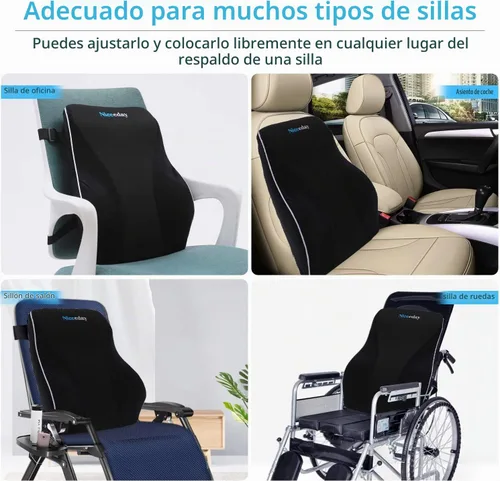 Vista 9 de Niceeday Almohada de Apoyo Lumbar para Silla de Oficina, Almohada de Apoyo para la Espalda del Automóvil, Cojín de Espuma Viscoelástica para Silla