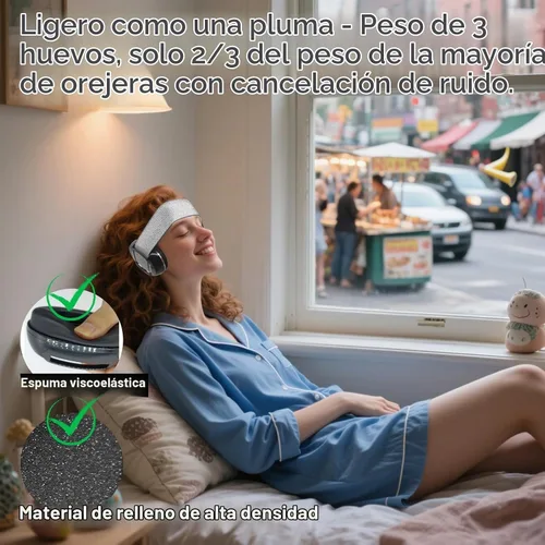 Vista 4 de Orejeras para dormir con reducción de ruido con tapones para los oídos, orejeras con cancelación de ruido, ligeras, a prueba de sonido, protección