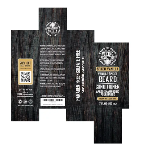 Vista 8 de Viking Revolution Acondicionador de barba de vainilla especiada para hombres con aceite de argán y aceite de jojoba, suavizante y fortalecedor