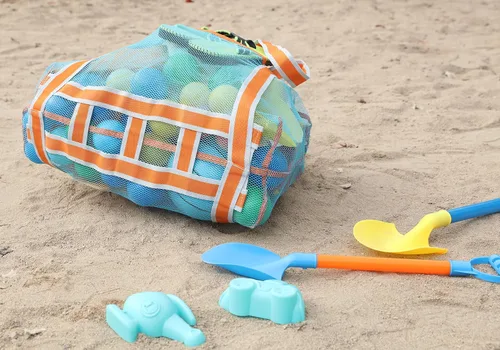 Vista 7 de LEAFOREST Bolsa de playa grande con cremallera, bolsa de malla ligera para juguetes de arena de piscina