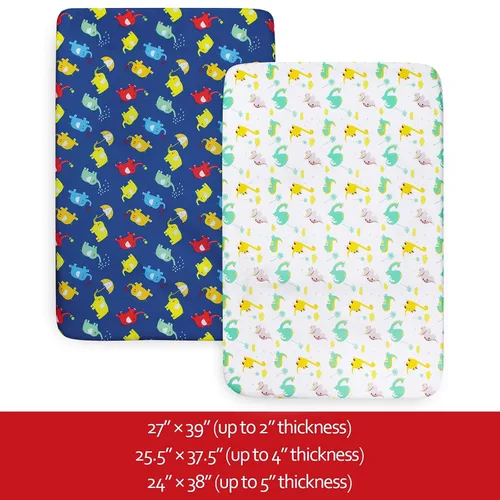 Vista 2 de Pack and Play Sheets - Juego de 2 sábanas para cuna, sábana bajera elástica para cuna, compatible con Graco Pack n Play, material suave y Dinosaurio