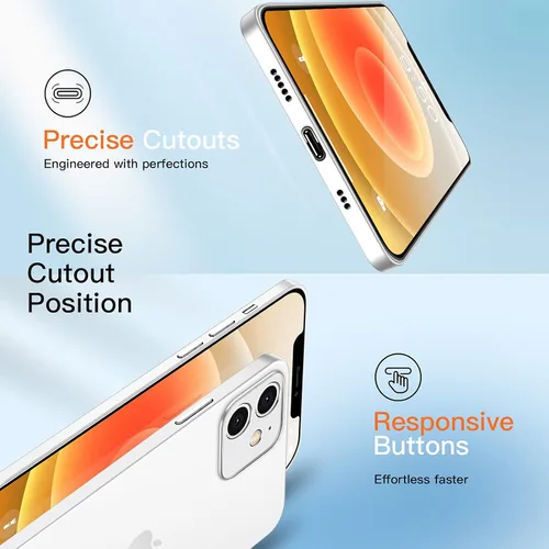 Vista 4 de Funda delgada compatible con iPhone 12, con acabado mate fino como papel, antihuellas dactilares y no se pone amarillenta, funda ultra protectora