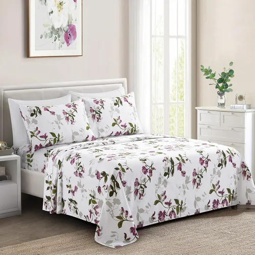 Vista 23 de Marina Decoration Ropa de cama ultra suave y sedosa con bolsillo profundo con estampado rico de rayón derivado de bambú para todas las estaciones