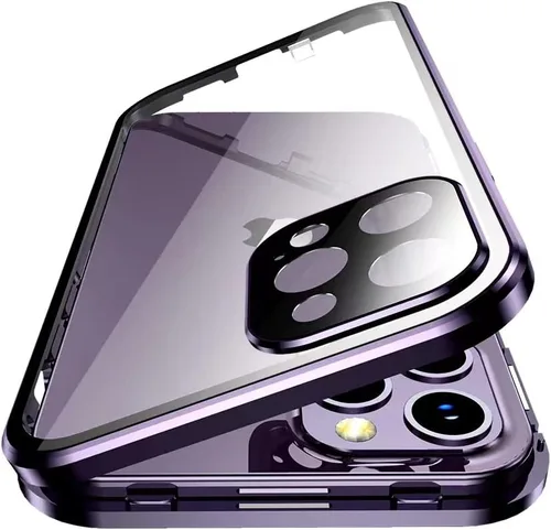 Vista 21 de Funda Henghui magnética con cierre compatible con iPhone 11, de vidrio, con protector de lente de cámara y protector de pantalla, cierre de Azul