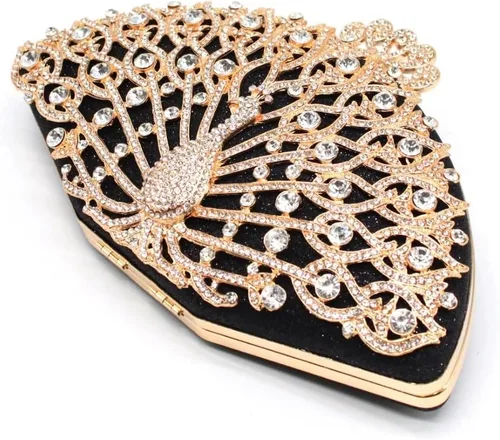 Vista 4 de Bolso de noche para mujer bolso de noche de cristal de metal dorado bolso de mano para mujer bolso de fiesta de boda color A talla única talla única