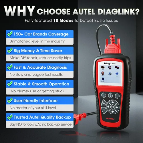 Vista 4 de Autel Diaglink - Lector de códigos OBDII OBD2 (versión para manualidades de MD802), diagnóstico de todos los sistemas y módulos para ABS, SRS