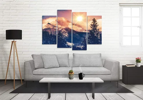 Vista 2 de VVOVV Wall Decor - Pintura en lienzo de arte del amanecer de las montañas de Colorado, arte de pared, fotografía de paisaje de montaña rocosa
