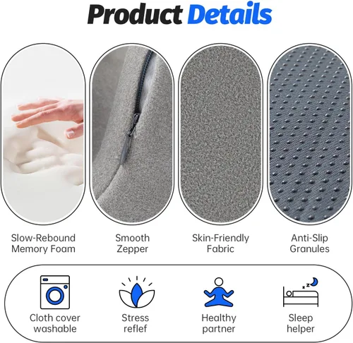 Vista 8 de xiaomubiao Almohada de Reposacabezas para Silla de Oficina Almohada de Cuello Espuma Viscoelástica Ergonómica Almohada de Escritorio para Siesta