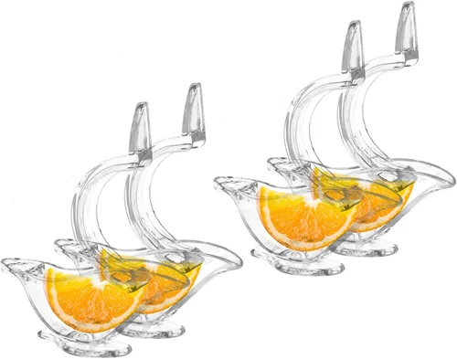 Vista 6 de Exprimidor manual de rodajas de limón de 2 piezas, exprimidor de frutas portátil de plástico, exprimidor de mano con forma de pájaro para granada