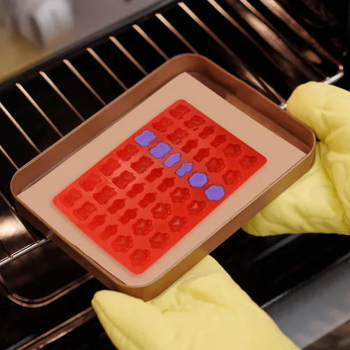 Vista 3 de 3 paquetes de moldes de silicona de grado alimenticio de osito de gomita, molde antiadherente para caramelos, incluye pata para gelatina de gelatina