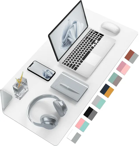 Vista 10 de Tapete de escritorio grande protector – Alfombrilla multifuncional de doble cara para escritorio de oficina, alfombrilla de ratón suave de Azul lago