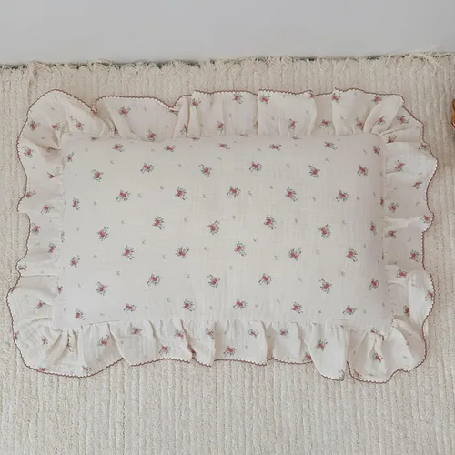 Vista 41 de BuLuTu Funda de almohada de muselina de algodón para niños pequeños con bonito patrón de flores de azalea, súper suave, funda de almohada para cuna