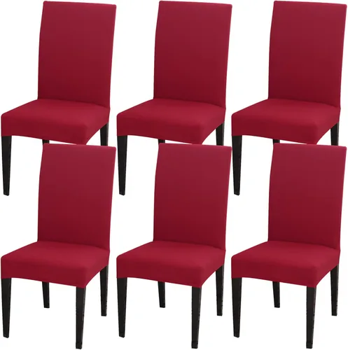Vista 11 de Juego de 4 fundas para sillas de comedor, fundas elásticas de elastano para sillas de comedor, extraíbles y lavables, protectores desmontables
