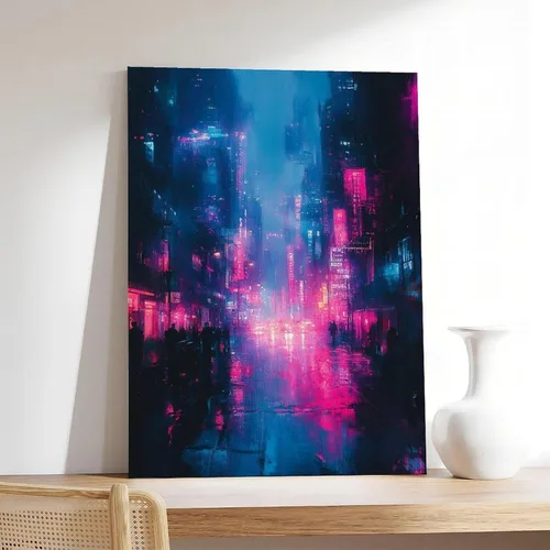 Vista 7 de XAHOR Synthwave Neon Urban Wall Art – Futuristic Cyberpunk Print – Trendy Home Decoration Canvas Art Poster And Wall Art Picture Print Modern Family