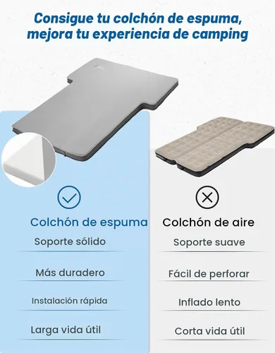Vista 2 de JOYTUTUS Colchón de espuma y aire para campamento SUV – Cama de automóvil autoinflable de 4 pulgadas de grosor, resistente al desgaste, almohadilla