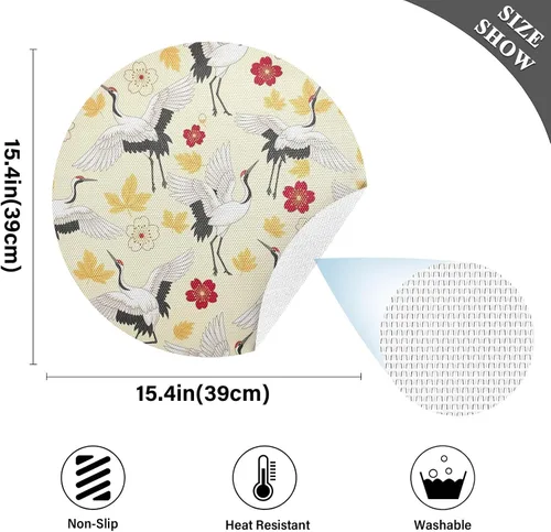 Vista 4 de Elegant White Cranes PVC Plate Mat, Washable Heat Resistant Mats for Kitchen one sizex1